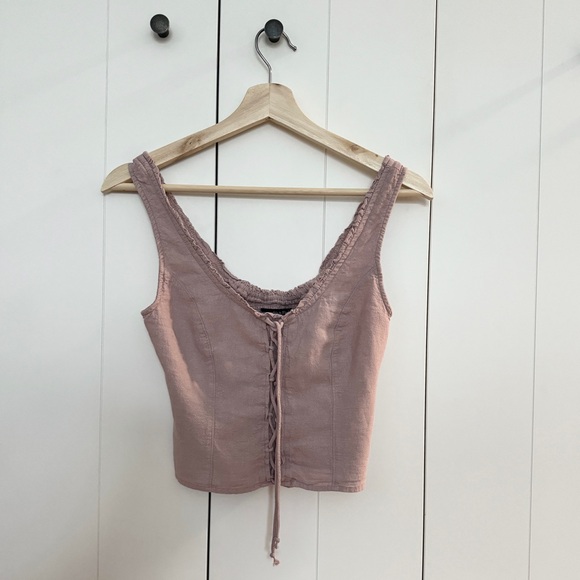 Abercrombie Linen Lace-Up Corset Tank - Picture 1 of 6